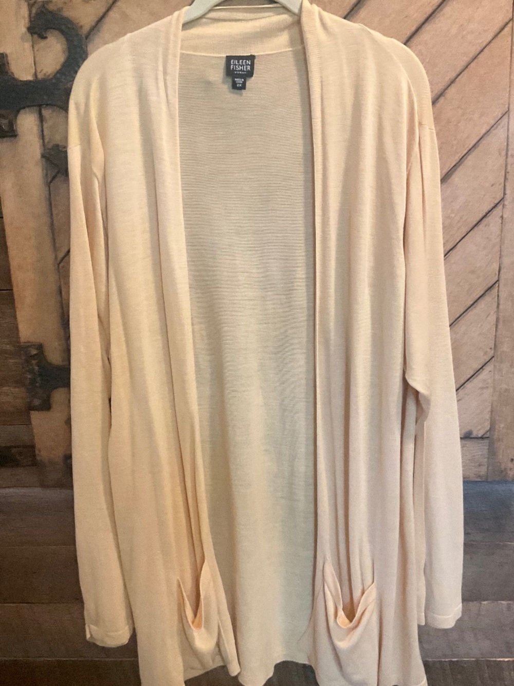 Eileen Fisher Womens Butter Yellow Open Front Silk Cardigan With Pockets Size 2X